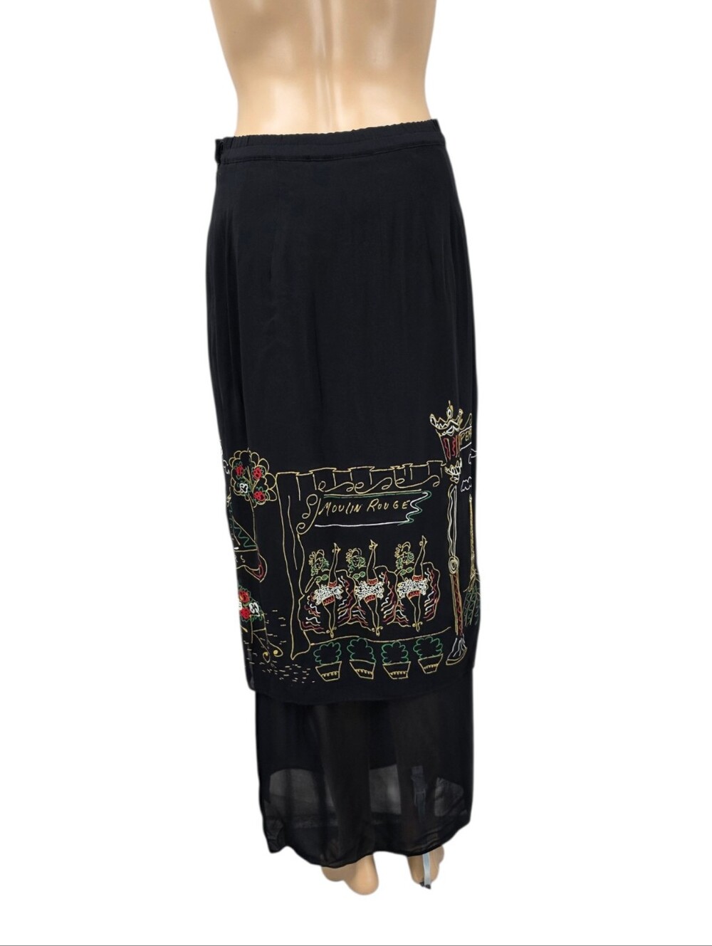 Vintage Platinum Dorothy Schoelen Moulin Rouge Burlesque Chiffon Maxi Skirt